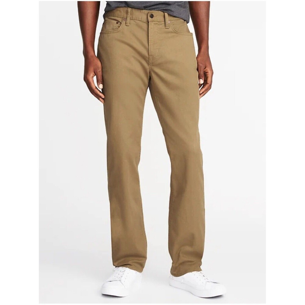 Old Navy Khaki Pants Jeans Mens Size 36 Built In Tough Straight Leg Cotton‎ Tan